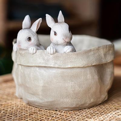 TEMU 1pc Couple Resin In Fabric Planter - Animal-themed Garden, Balcony, And Outdoor Decor