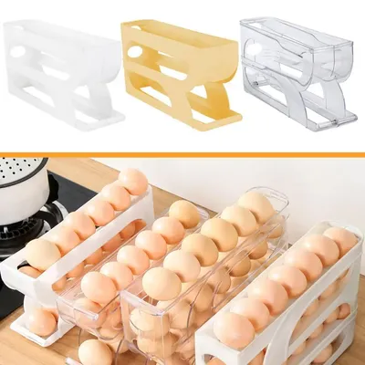 Slide Egg Storage Box Refrigerator Side Door Egg Tray Refrigerator Side Large Capacity Space Saving For Kitchen Egg Storage Box