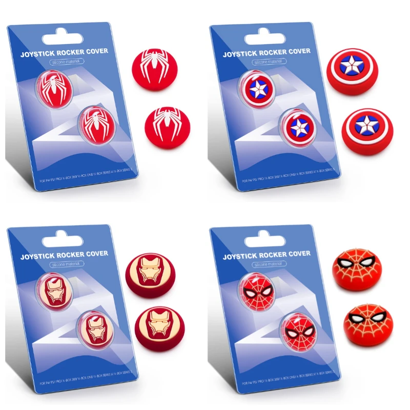 2pcs/set Marvel Thumb Grip Cap Cover SpiderMan Deadpool Iron Man for Playstation PS5 PS4 Xbox Series Smart Cover Gifts