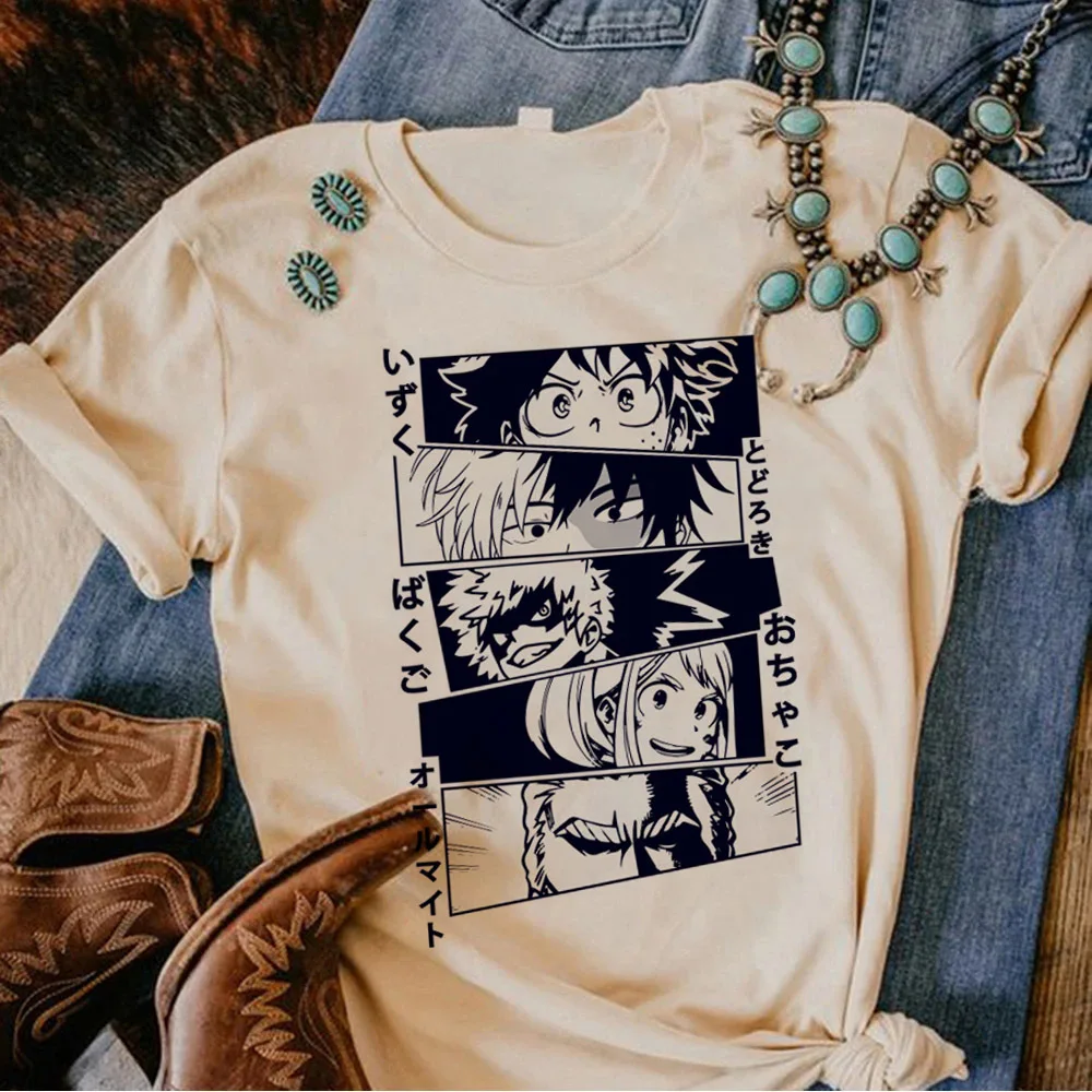 My Hero Academia top tees women Punk korean clothes 2000s Pastel Graphic Y2k tshirt 80s Punk Retro streetwear Grunge Comfortable