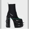 Dame Punk Stil Chunky Heel Stiefeletten Plattform Schwarz Spike Gothic Stil Stiefel Sexy Y2K Neu Kommen Runway Schuhe Größe 35-46