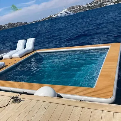 Aufblasbare Wasser Schwimmende Angeln Dock Aufblasbare Sofa Plattform Schwimmbad Ponton Mit Netz Image