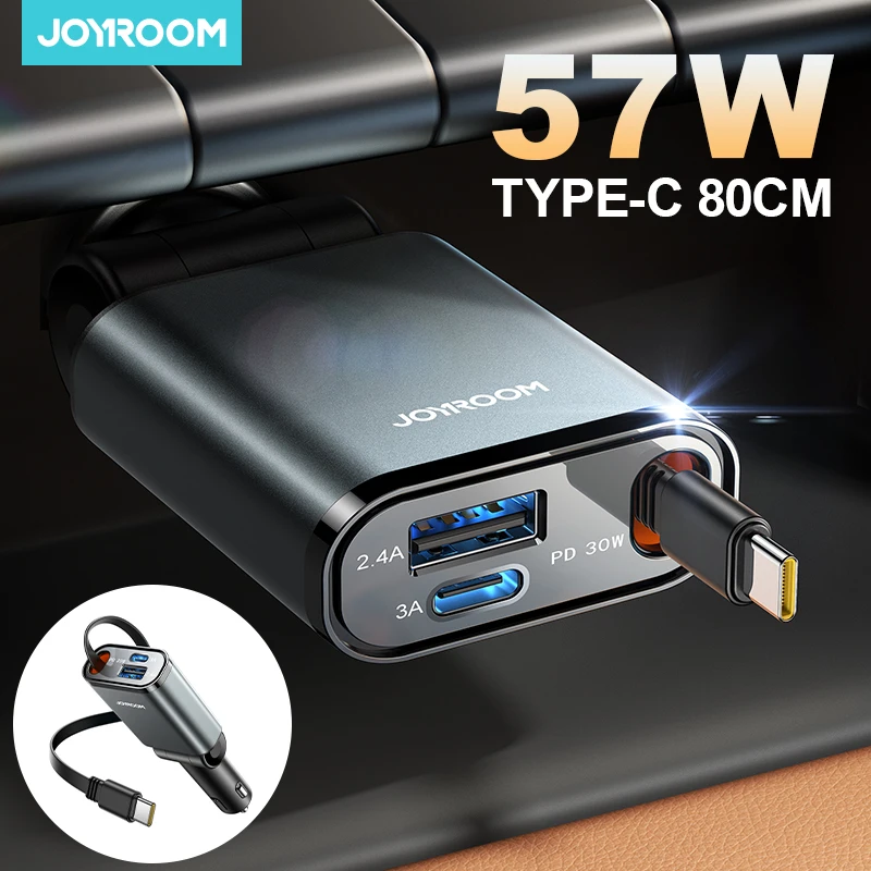 Joyroom Ultra-Slim 57W Autoladegerät USB C Schnellladung für iPhone 16 15 14 13 12 Pro Max USB C Autoladegerät-Adapter Image