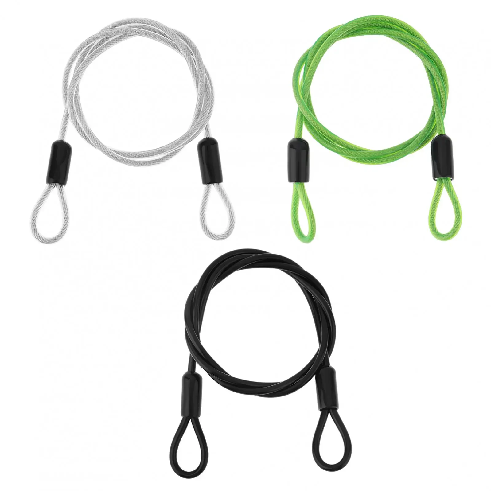 4 mm 100 cm/39 Zoll Stahlkabel-Fahrradschloss mit Doppelschlaufen, Mini- und tragbares Kabelschloss mit PVC-Abdeckung Image