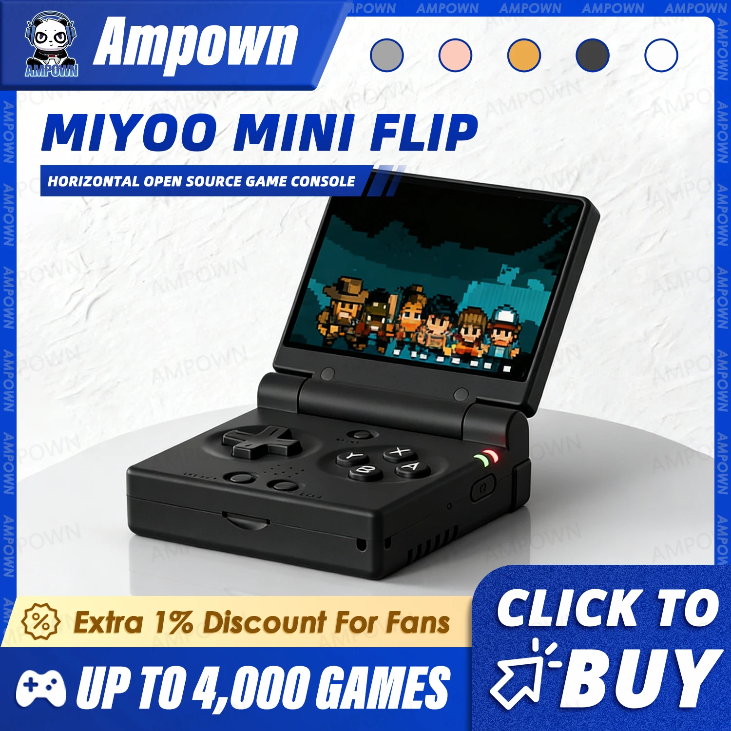 MIYOO MINI FLIP Handheld-Spielespieler, 2,8 Zoll IPS-Bildschirm, Linux-System, Videospielkonsolen, kostenlose Hülle, Gamer-Geschenk, Retro-Gaming Image