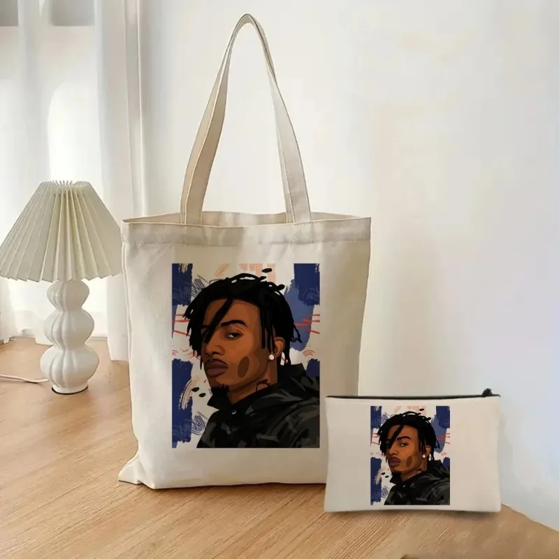 2 teile/satz Rap Hip Hop Damen Einkaufstasche Kosmetik Organizer Tasche Playboi Carti Musik Album Umhängetasche Öko große Kapazität Einkaufstasche