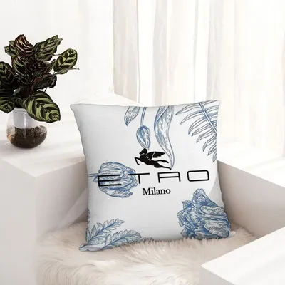 Leichter, luxuriöser, modischer E-ETRO-o-Kissenbezug aus Plüschstoff, weicher Kissenbezug, doppelseitiger Druck, Sofa-Kissenbezug, Wurfkissen Image