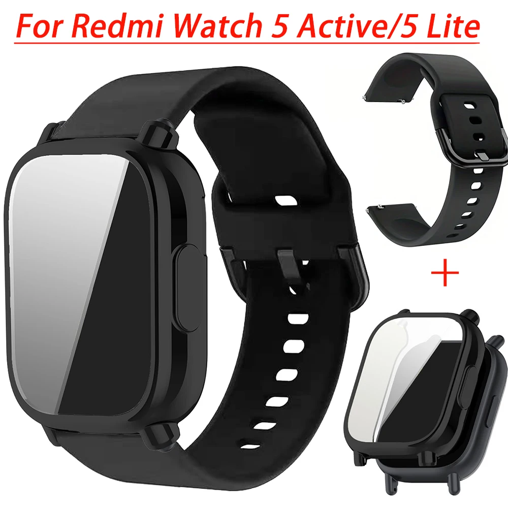 Schutzhülle + Silikonarmband für Xiaomi Redmi Watch 5 Active/5 Lite, vollständiger Bildschirm, TPU-Softshell und atmungsaktive Sportbänder Image