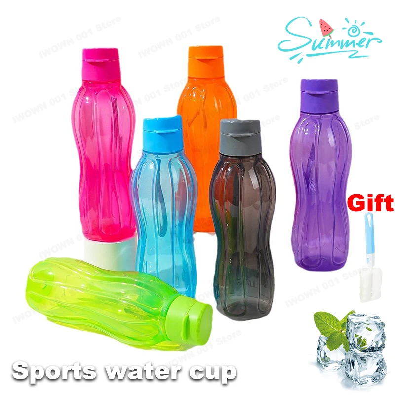 Flasche Kunststoff Wasser Flasche Tragbare Outdoor Sport Wasser Tasse Große Kapazität Einfarbig Raum Tasse Kunststoff Drink Image