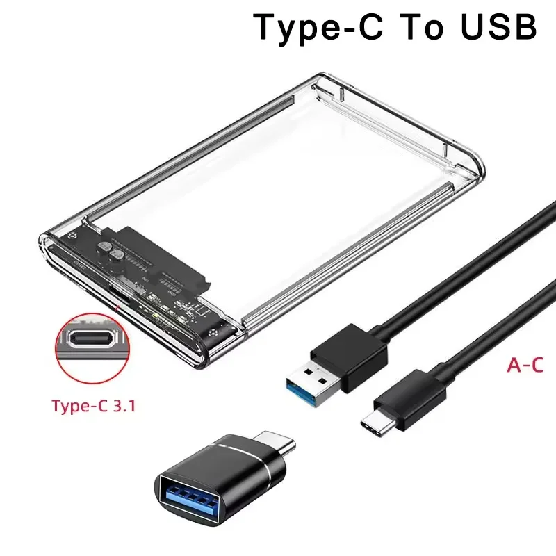 USB 3.1 SSD-HDD-Gehäuse 2,5 Zoll SATA SSD-Festplattengehäuse mit 5 Gbit/s 4 TB Übertragungsgeschwindigkeit, klares Design, mobiles externes Gehäuse Image