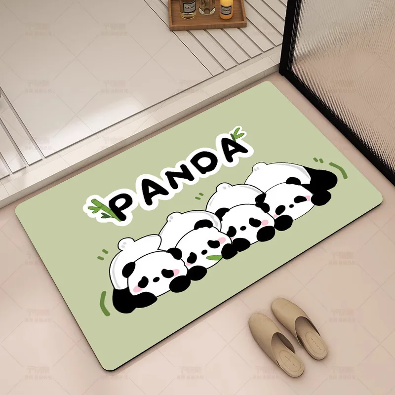 Vikama Panda Cartoon Kieselalgen Schlamm saugfähige Matte Badezimmer Boden matte Toiletten tür matte rutsch feste Fuß matte Eingangstür matte Image