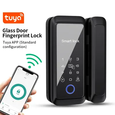 3in1 Smart Lock Tuya/Zigbee RFID Biometrische Fingerabdruck-Mobilsteuerung mit Anti-Pry-Bolzen für Glastürbohrmaschinen, kostenlose Installation