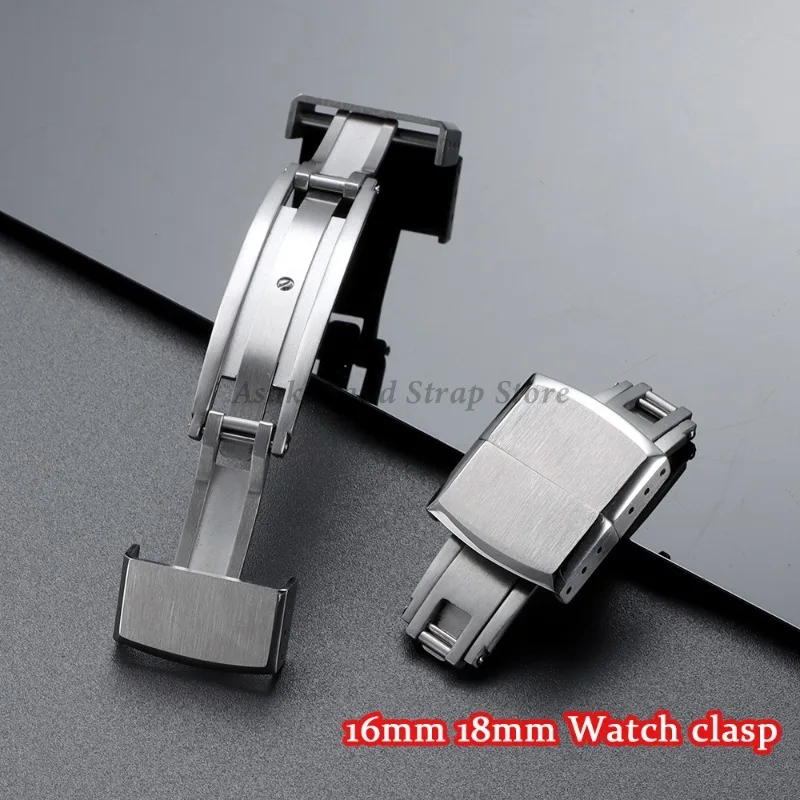 Silber Edelstahl Armband Schnalle 16mm 18mm Doppel Lock-Taste Für Seiko Für Casio Folding-Taste männer Band Zubehör Image