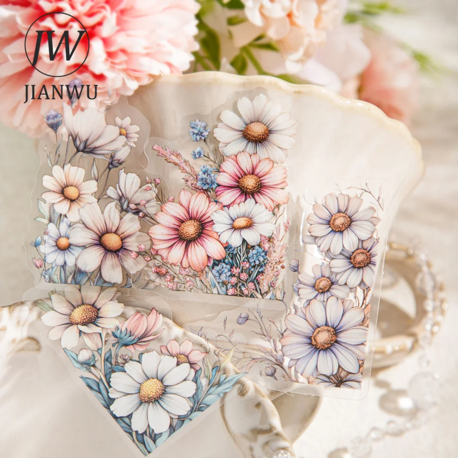 JIANWU Flower Corner Series Vintage Floral Landscaping Material Collage PET Aufkleber Kreatives DIY Journal Scrapbook Briefpapier Image