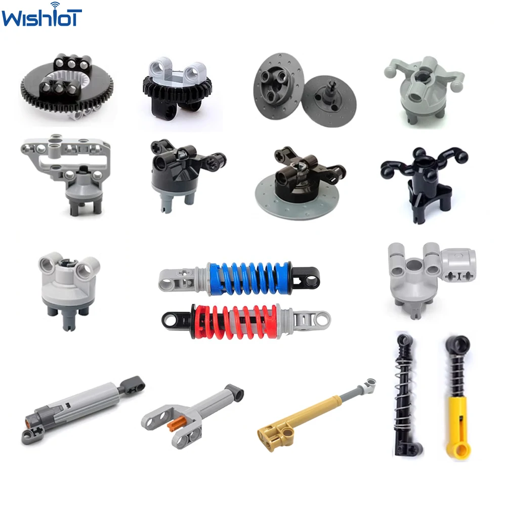 MOC Suspension Lenkung Schubstange Putter Feder Stoßdämpfer Technische Teile für DIY Bausteine Reifen Auto Lkw Antrieb Ziegel Image
