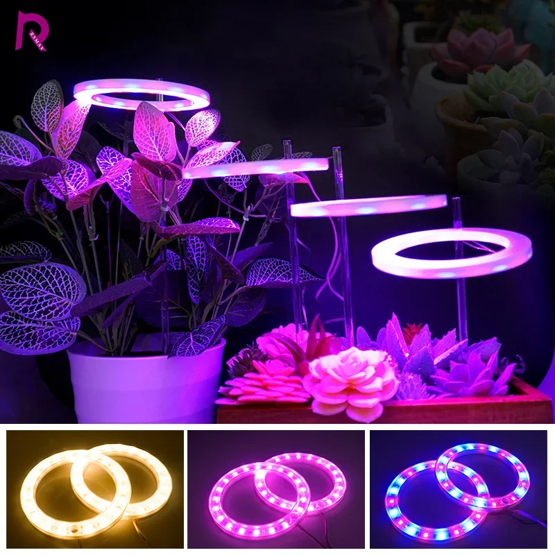 LED-Wachstumslampe Vollspektrum Engelsring DC5V USB Phyto-LED-Lampe für Gewächszelt Pflanzen Blumen Gewächshaus Setzlinge Wachstumsbeleuchtung Image