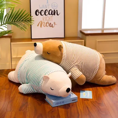 Cute Soft Dressed Polar Bear Pillow Stuffed Plush Toys Decor Kids Birthday Christmas Gift Doll