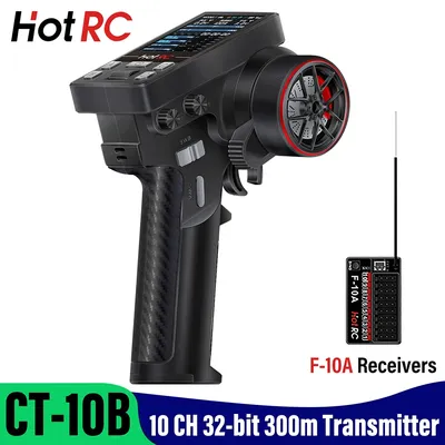 HotRC Transmitter CT-10B 10CH 2.4GHz Radio System Remote Controller with F-10A PWM GFSK Receiver for