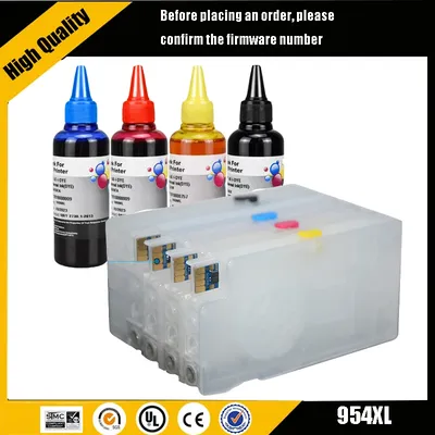 Enkshop 954 954XL Refillable Ink Cartridge With Auto Reset Chip for Hp Officejet Pro 7740 8210 8710