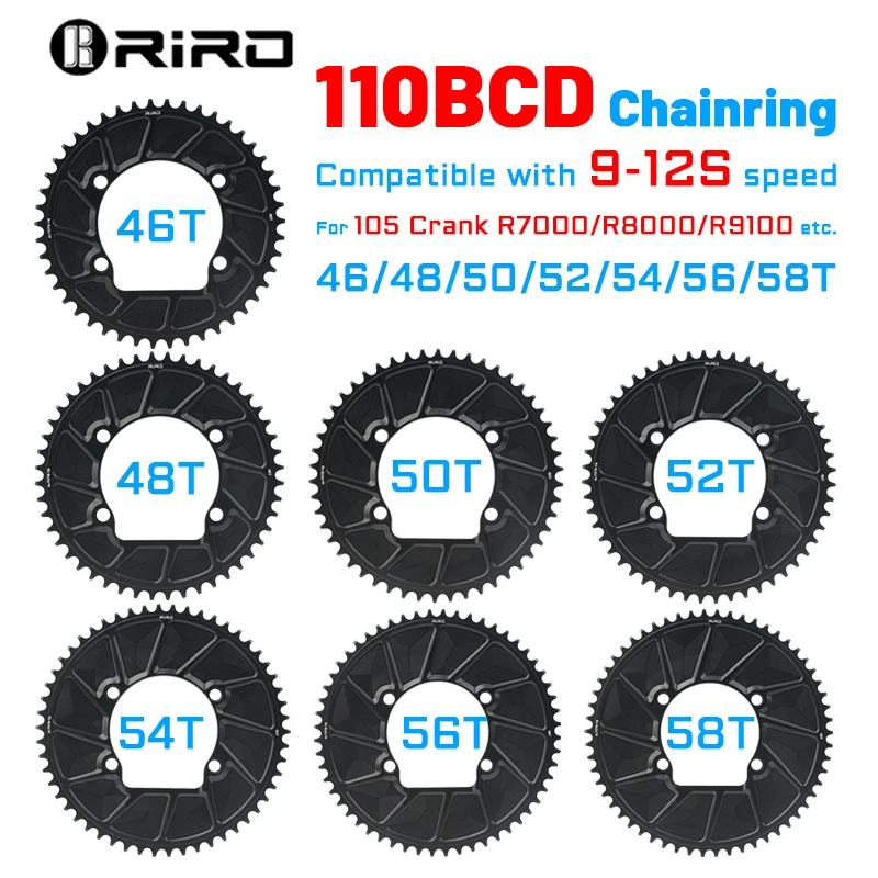 RIRO 110 BCD bici Corona 46T 48T 50T 52T 54T 56T 58T Ruota di catena per bicicletta da strada 9/10/11/12S per SHIMANO R7000 R8000 R9100