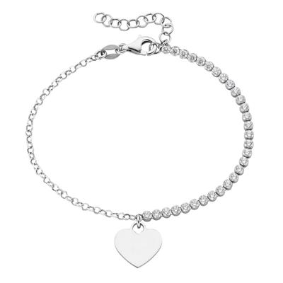 Smart Jewel Armband mit Zirkonia und Herzanhänger, Silber 925 19 cm Image