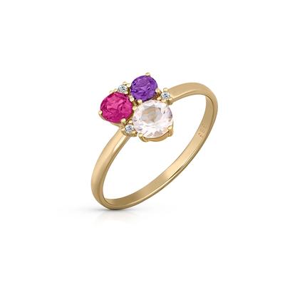 Orolino Ring 585/- Gold Rosaquartz rosa 056 (17,8) Damen Image