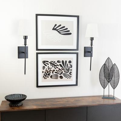 Set of 2 of Black Rechargeable Easy Fit Wall Lights with Shades