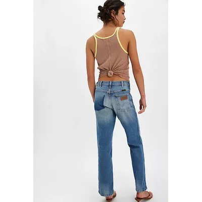Wrangler Wrancher Mid-Rise Bootcut Jeans at Free People in Dirty Denim, Size: 27