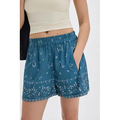 Get Free Bandana Poplin Shorts at Free People in Chambray, Size: XS