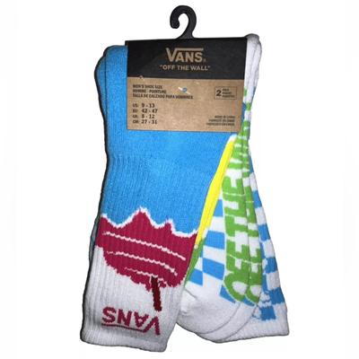 Vans Underwear & Socks | Vans Crew Socks 2 Pair Men 9-13 White Multicolor W Logo Checker Offthewall Skate | Color: Blue/White | Size: Men’s Shoe Size 9-13