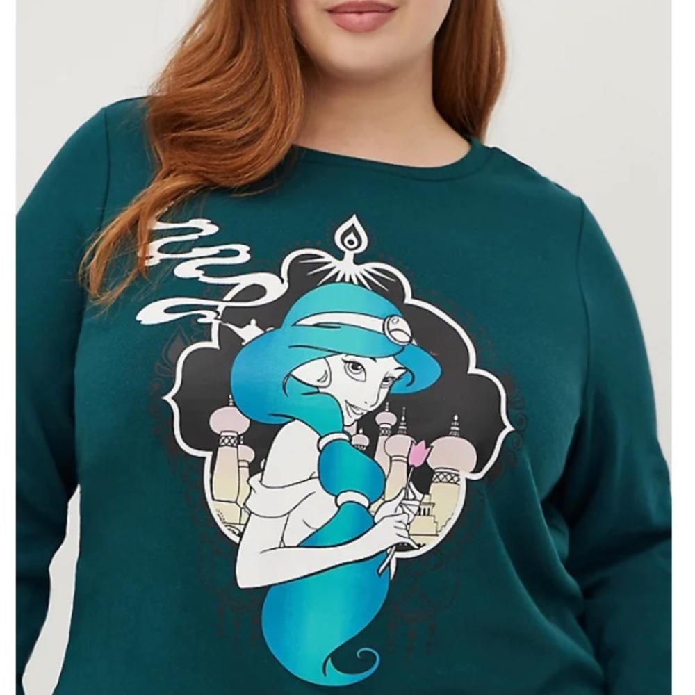 Torrid Tops | Torrid Nwt Sweatshirt - Disney Aladdin Jasmine | Color: Green | Size: Various
