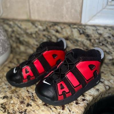 Nike Shoes | Unique Nike Air More Uptempo Toddler Shoes- Toddler Nike Shoes New Size 10 | Color: Black/Red | Size: 10b