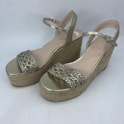 Zara Shoes | Zara Basics Womens 8.5 39 Platform Sandals Espadrille Platform Wedge Boho | Color: Brown/Gold | Size: 39eu