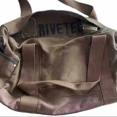 Levi's Bags | Vintage Levi’s Riveted Army Green Tan Canvas Weekender Duffle Bag Tote | Color: Green/Tan | Size: Os