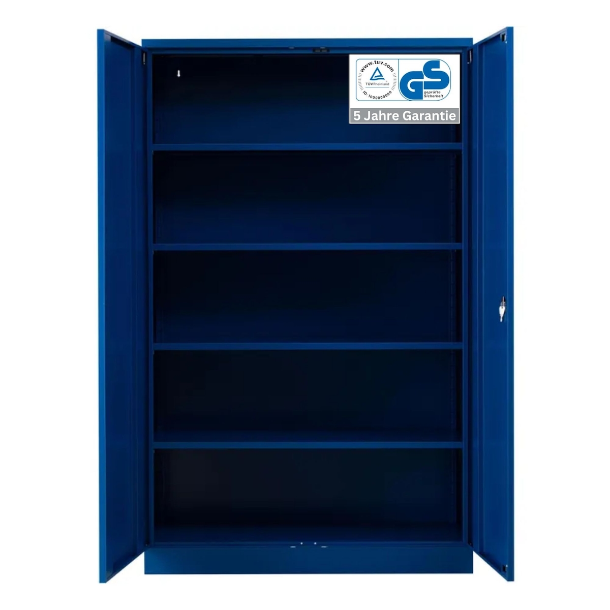 PROREGAL Stahlschrank BEE mit 10 lackierten Fachböden | HxBxT 195x120x42cm | Blau-Blau | Werkstattschrank Werkzeugschrank Aktenschrank Image