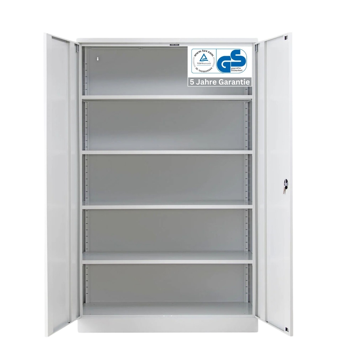 PROREGAL Stahlschrank BEE mit 7 lackierten Fachböden | HxBxT 195x120x50cm | Lichtgrau-Lichtgrau | Werkstattschrank Werkzeugschrank Aktenschrank Image