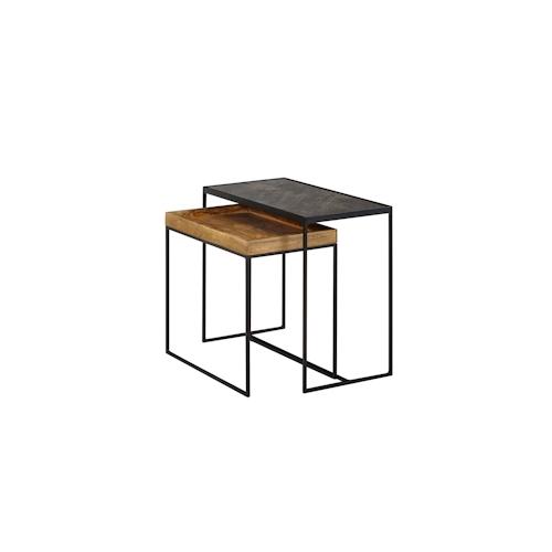 KADIMA DESIGN Wohnzimmertisch 2er Set Mango Massivholz / Stein-Optik Beistelltisch Eckig, Design Beistelltisch Industrial, Sofatisch Couchtisch Rechteckig,