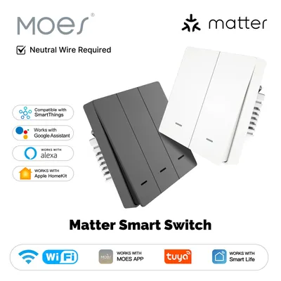 MOES Matter Tuya WiFi Smart Licht Taste Schalter EU Verison Fernbedienung Arbeit Mit Alexa Google Home Apple Homekit Smartthings