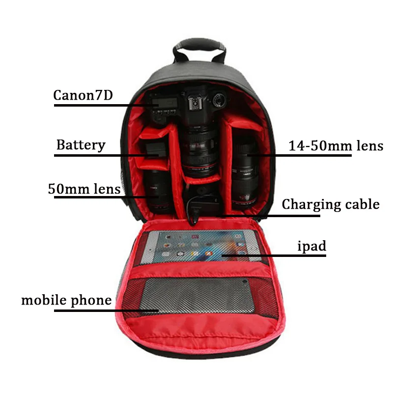 JINNUOLANG Wasserdichte Kamera Rucksack Foto Digitale Taschen Für Canon Nikon Sony Xiaomi iPad DSLR Tragbare Reise Stativ Objektiv Tasche
