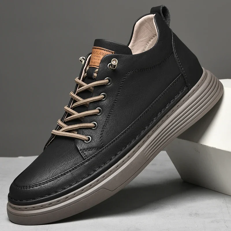 Italienische Marke Herren-Freizeitschuhe aus echtem Leder, modische beige Herren-Wanderschuhe, Camping-High-Top-Schuhe, große Größe: 36–47