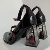 Punk Gothic High Heels Pumps Frau Knöchelriemen Schwarz Mary Jane Schuhe Frauen 2025, Neue Rose Mit Hohen Absätzen Patent Leder Lolita Schuhe
