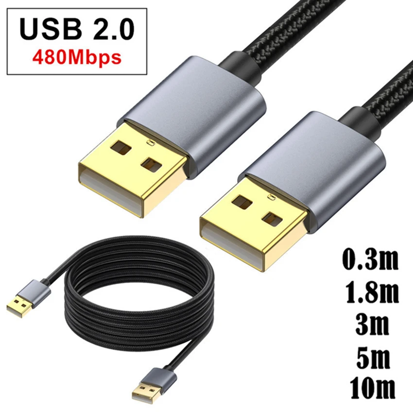 10 m 5 m USB 2.0 auf USB-Verlängerungskabel, USB-A-Stecker auf Stecker, USB 3.0 2.0-Verlängerungskabel, schnelle Datenübertragung für Festplattenkühler Image