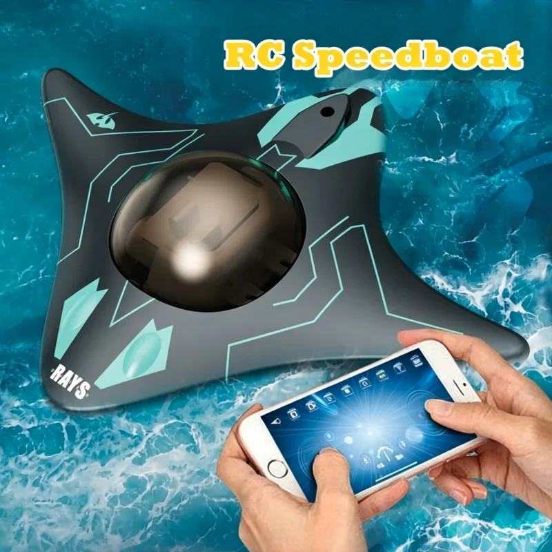WLAN RC-Boot 6-Kanal Schnellboot mit Unterwasserkamera Ferngesteuertes FPV-Schnellboot APP Echtzeit-Übertragung Boot Jungen-Spielzeug Kindergeschenke Image