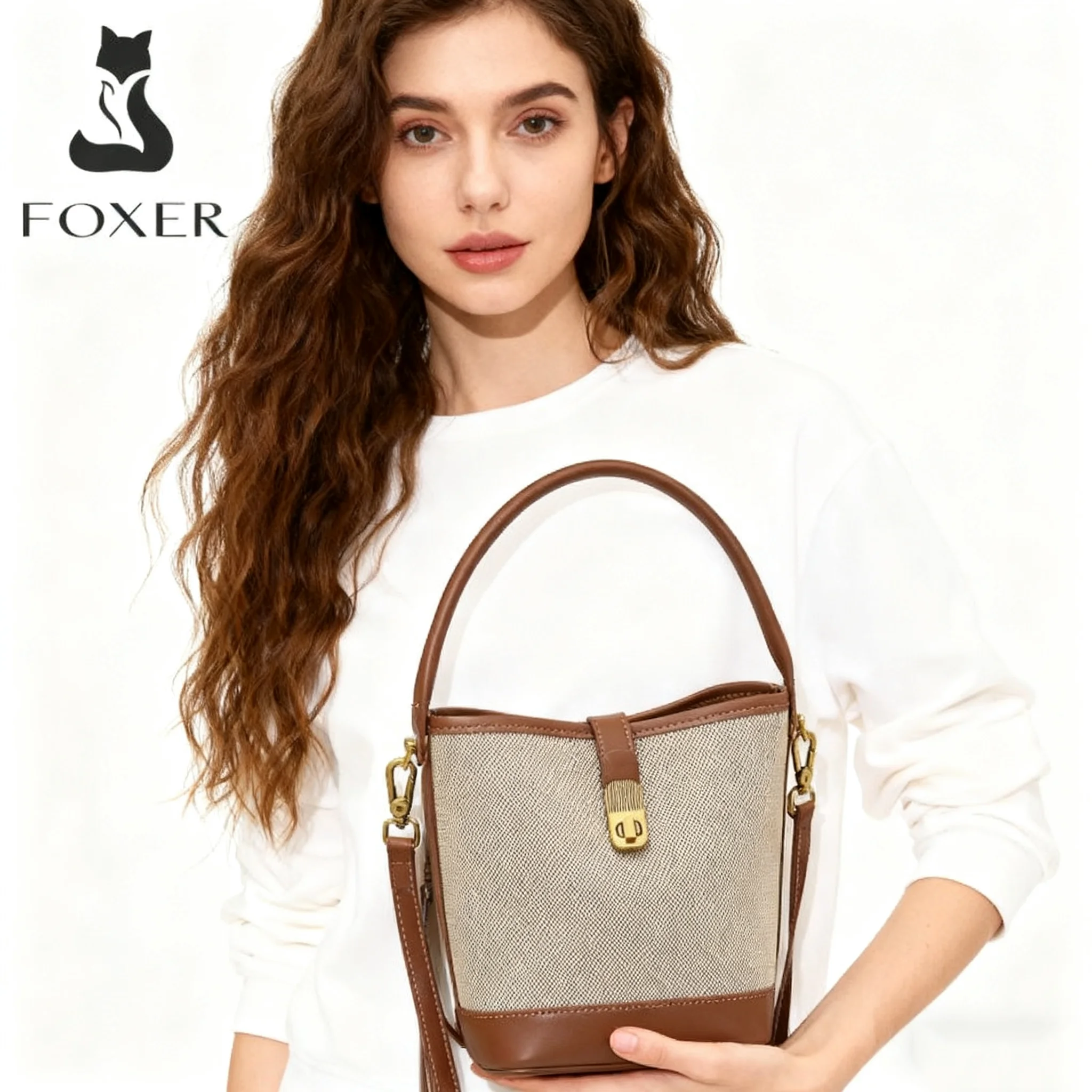 FOXER 2026 Neue Damen-Handtasche aus PVC-Leder, Modische Bucket Bag, Luxuriöse Schultertasche, Bestes Geschenk für Ehefrau, Liebhaberin Image