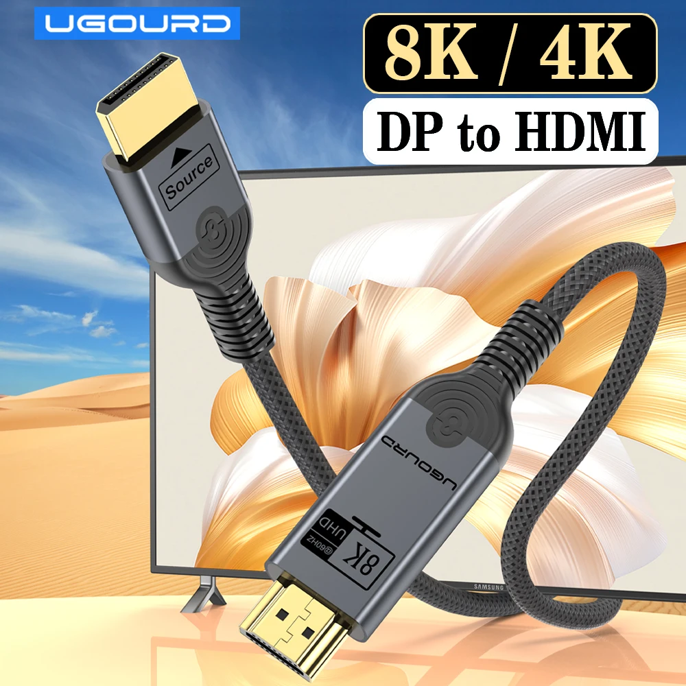 8K DP zu HDMI2.1 kompatibles Kabel 4K60Hz DisplayPort zu HDMI 2.0 4K Adapter Video Audio Kabel Konverter für PC Projektor Laptop Image