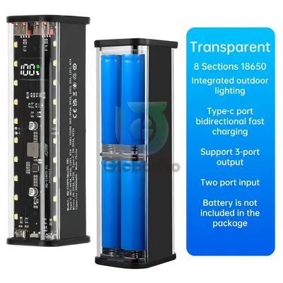 8x18650 DIY Power Bank Gehäuse 22,5 W LED-Licht Digital anzeige schnell aufladen tragbare abnehmbare Power Box für Huawei Xiaomi Sumsung Image