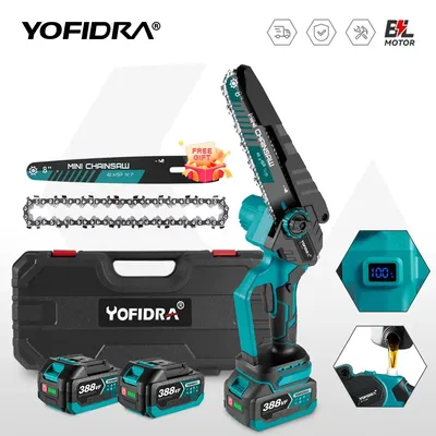YOFIDRA Brushless 8 inch Electric Pruning Saw Cordless Chainsaw Rechargeable Woodworking Power Tool For Makita 18V Battery Pin