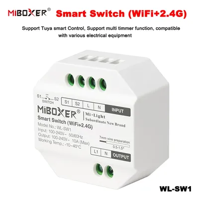 MiBoxer WL-SW1 AC100-240V LED Controller Wifi + 2,4G Smart Switch RF Push Dimmer App/Sprache/Tuya/Fernbedienung Kindersicherung