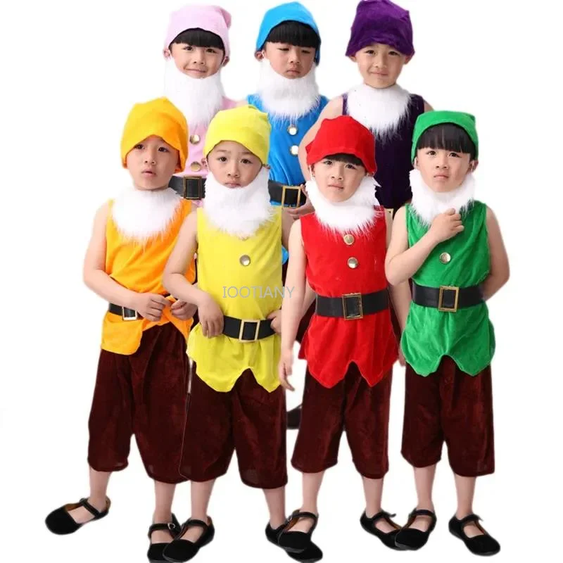 Neue Sieben Zwerge Kinder Performance Kostüm Karneval Cosplay Kleidung Kinder Prinzessin und Zwerg Drama Performance Outfit Image