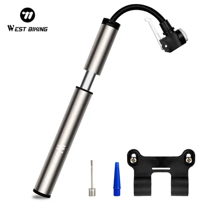 WEST BIKING Mini Bike Pump Aluminum Alloy Portable Drop-proof Bike Ultraligh Hand Air Pump MTB Mountain Road Cycling Pump